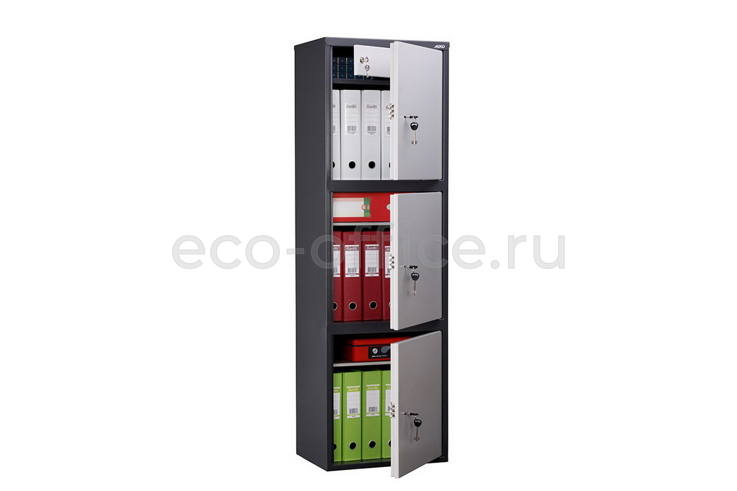 Шкаф бухгалтерский AIKO SL-150/3T Графит (RAL 7024) / Светло-серый (RAL 7038)  стоимость
