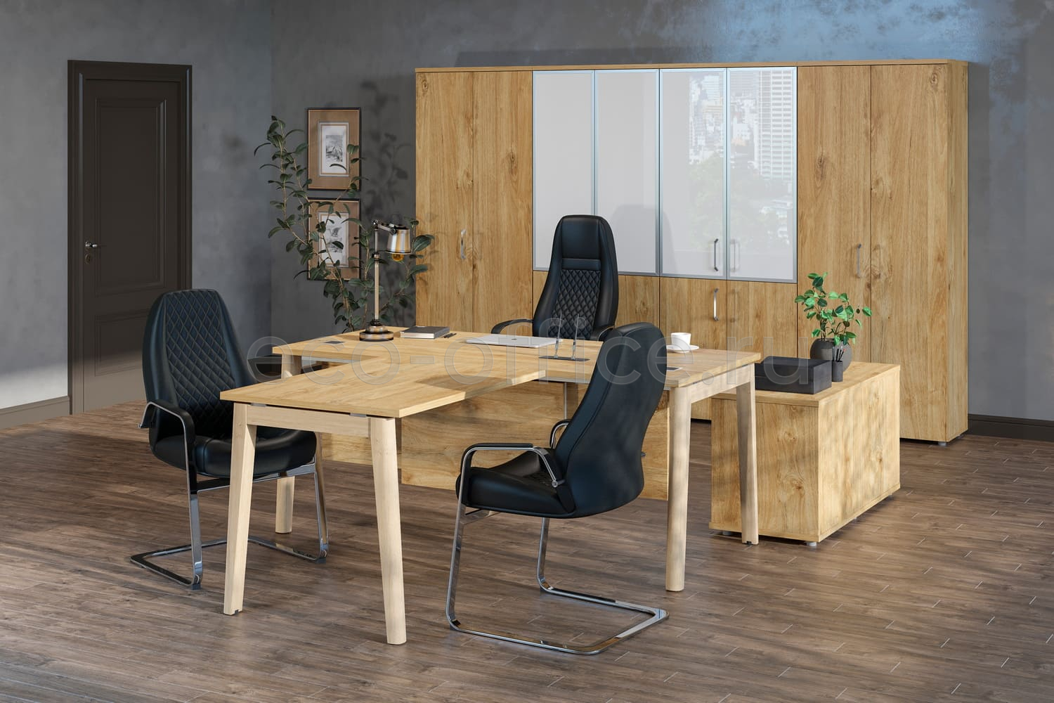 Кабинет руководителя ONIX WOOD DIRECT Тиквуд Светлый / Дуб Светлый  стоимость