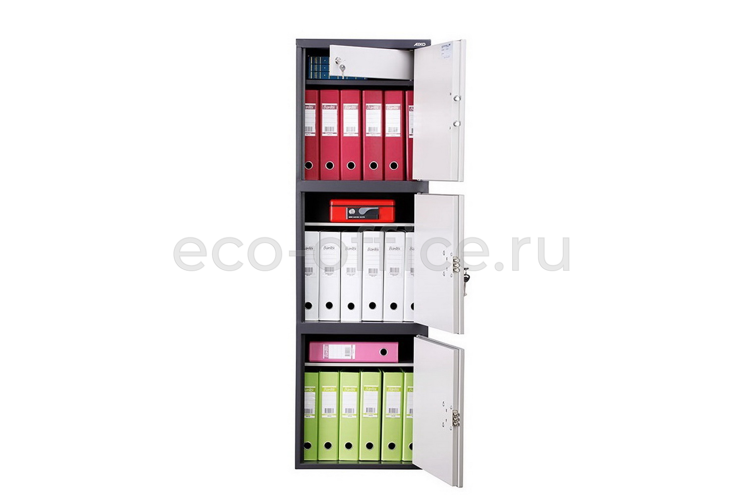 Шкаф бухгалтерский AIKO SL-150/3T EL Графит (RAL 7024) / Светло-серый (RAL 7038)  стоимость