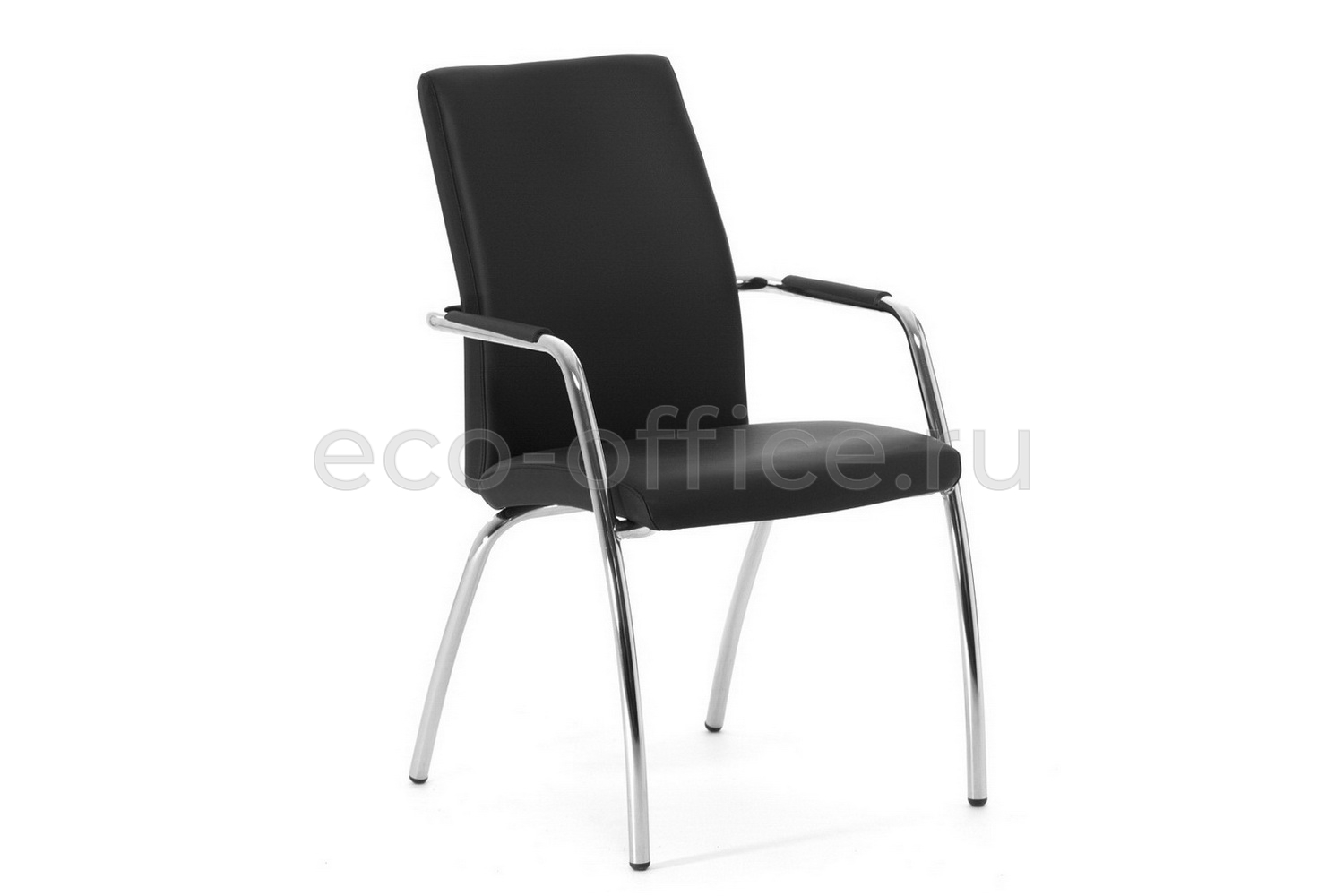 Конференц-кресло Profoffice WELL SEAT на 4 опорах Чёрная экокожа купить в Санкт-Петербурге