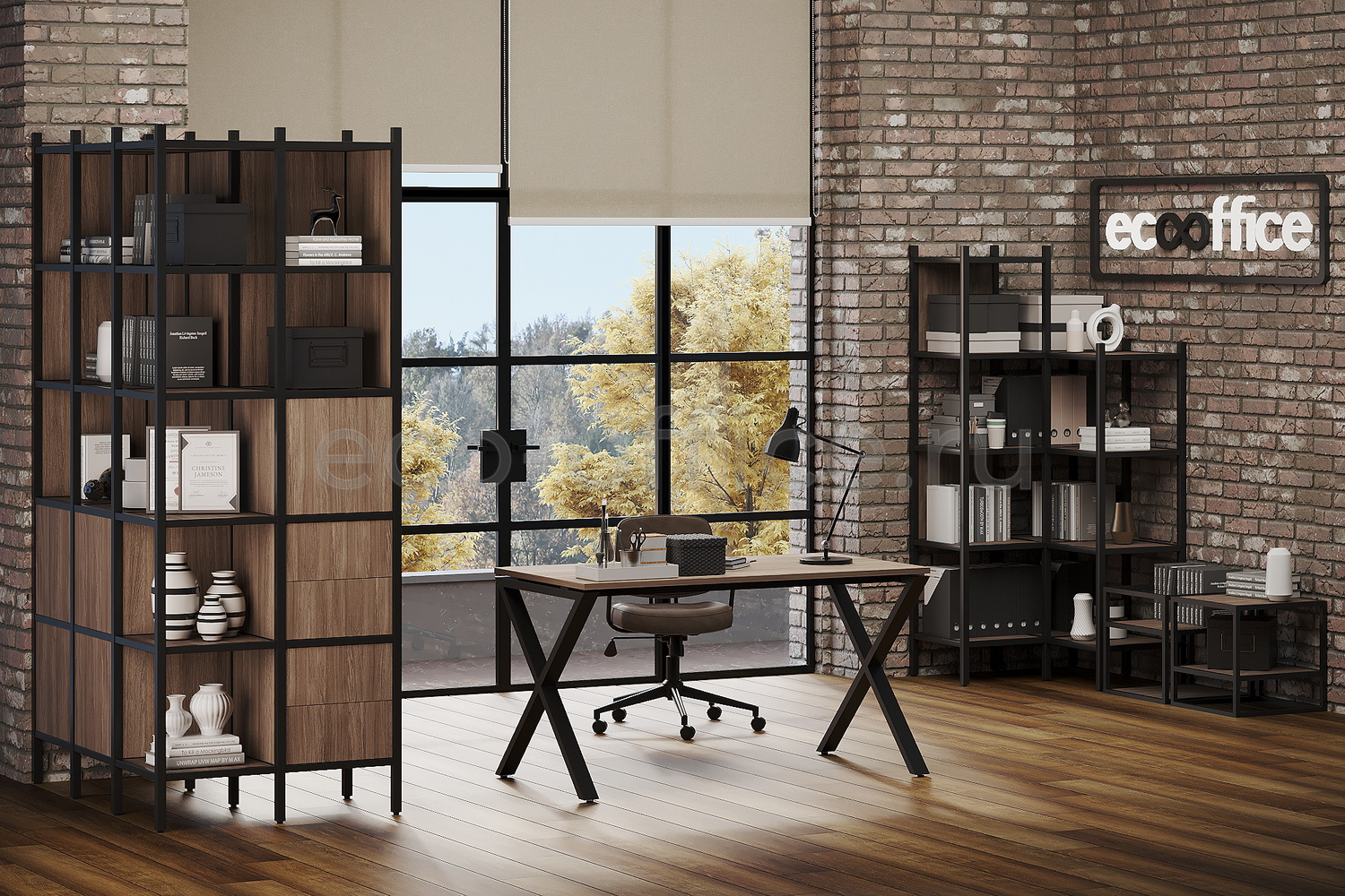 Кабинет руководителя LOFT Дуб Аризона / Чёрный металл купить в Санкт-Петербурге
