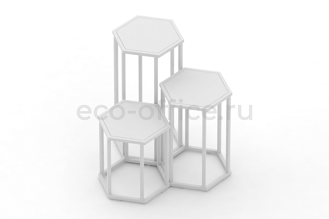 Комплект журнальных столов HEX-1 Белый / Белый металл  стоимость