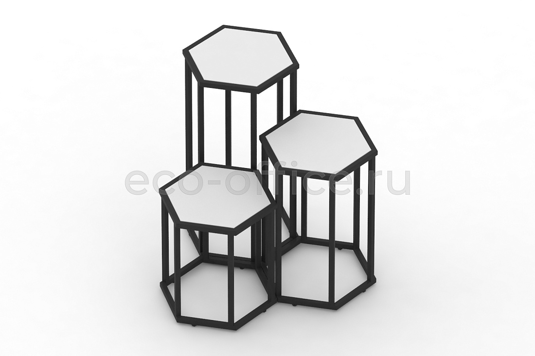 Комплект журнальных столов HEX-1 Белый / Чёрный металл  стоимость