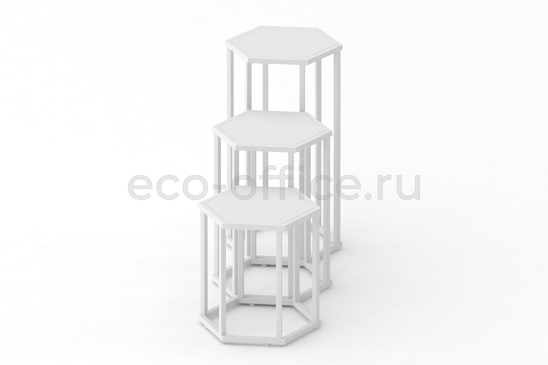 Комплект журнальных столов HEX-1 Белый / Белый металл  стоимость