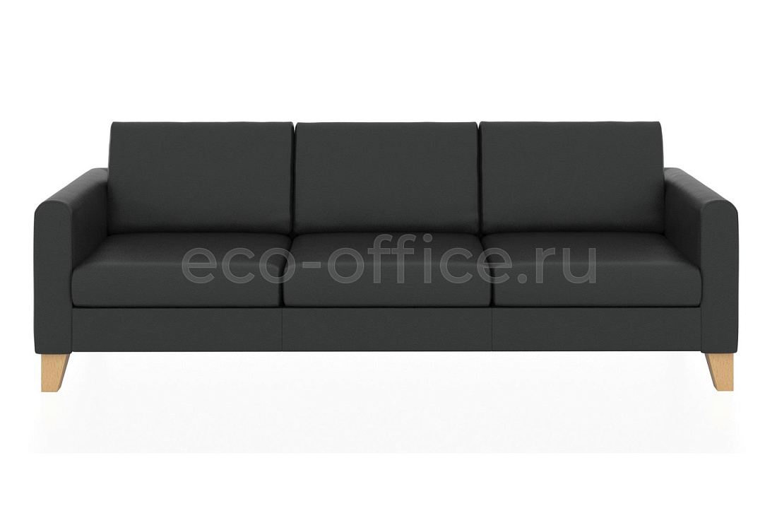 Трехместный диван БЕРГЕН экокожа Euroline 9100 Чёрный купить в Санкт-Петербурге