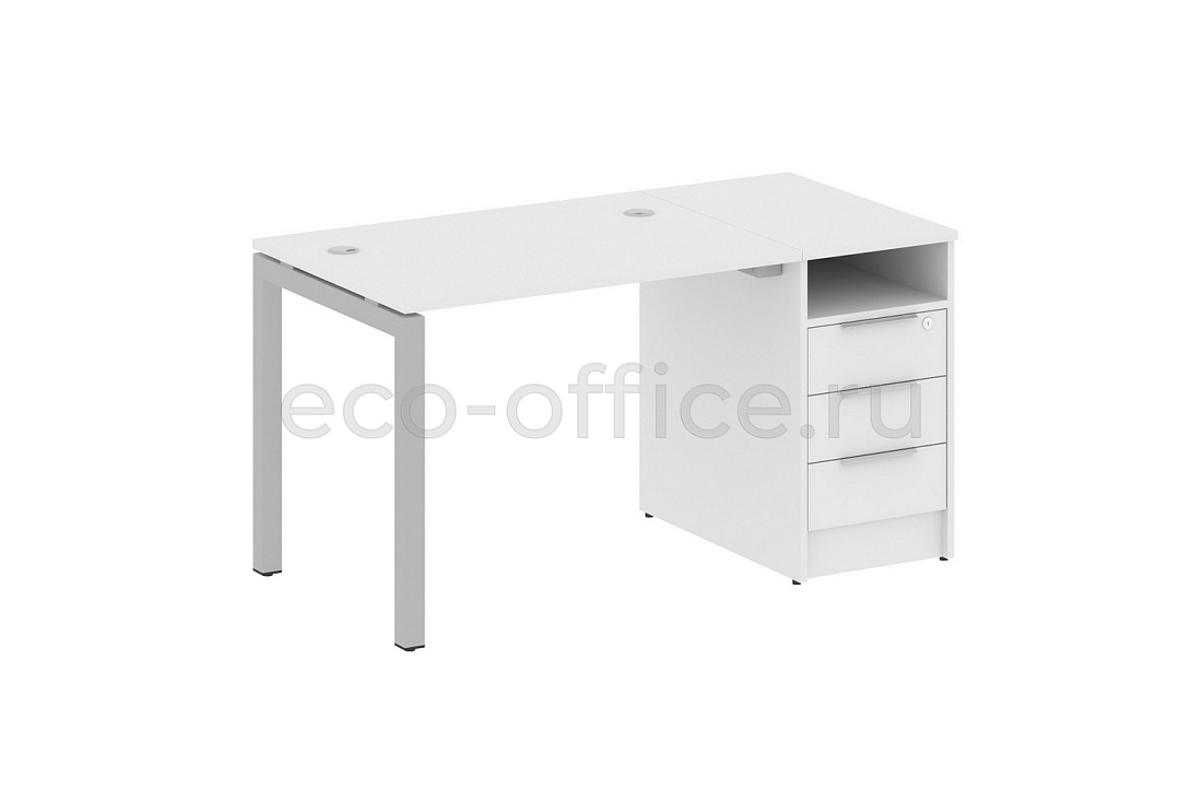 Рабочая станция с опорной тумбой METAL SYSTEM QUATTRO 5x5 50БП.РС-СТП-1.1 Белый / Серый металл купить в Санкт-Петербурге