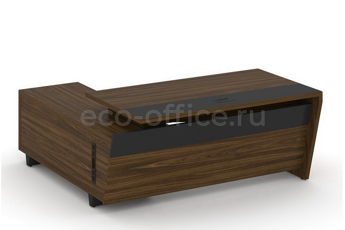 Стол руководителя с опорной тумбой CORNER COR.SRT-18(R) Орех Лоренцо купить в Санкт-Петербурге