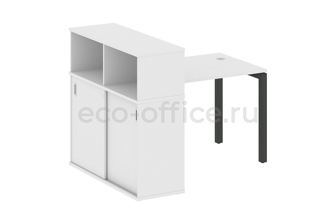 Стол письменный с опорным шкафом-купе METAL SYSTEM QUATTRO 5x5 50БП.РС-СШК-3.1 Белый / Антрацит металл купить в Санкт-Петербурге