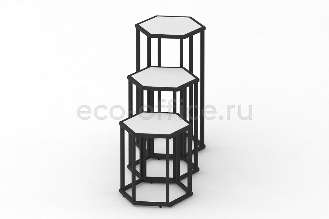 Комплект журнальных столов HEX-1 Белый / Чёрный металл  стоимость