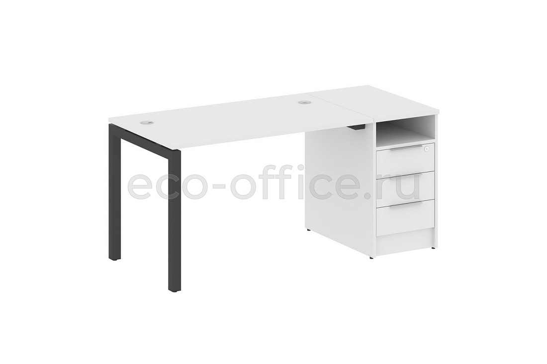 Рабочая станция с опорной тумбой METAL SYSTEM QUATTRO 5x5 50БП.РС-СТП-1.2 Белый / Антрацит металл купить в Санкт-Петербурге