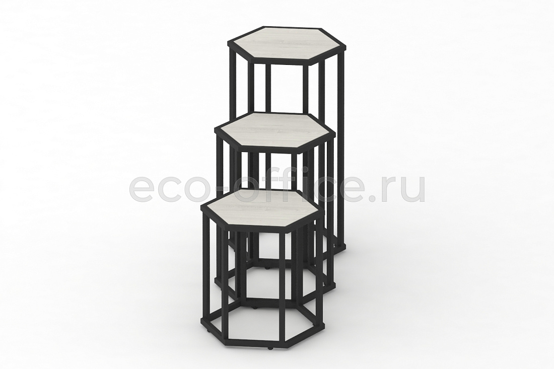 Комплект журнальных столов HEX-1 Дуб Наварра / Чёрный металл  стоимость