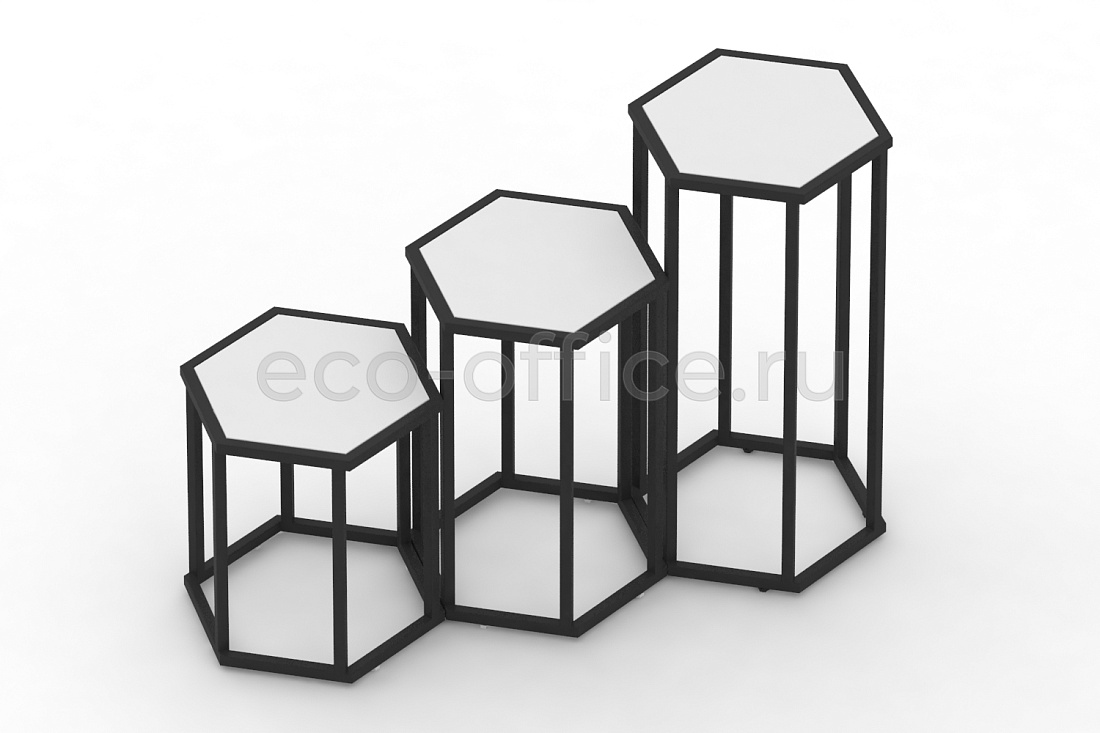 Комплект журнальных столов HEX-1 Белый / Чёрный металл  стоимость